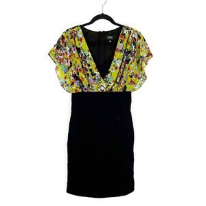 Nicole Bodycon Dress Flowy Fitted Silhouette Solid Floral Size 8